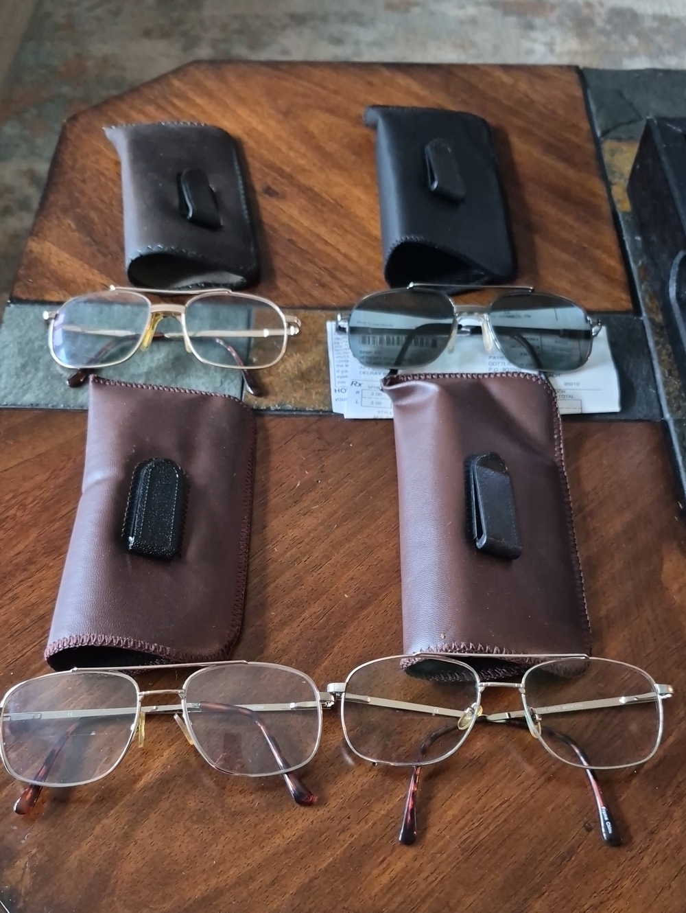 Vintage Men's Bi-Focal Eyewear.  2 Gold Frames And 2 Silver